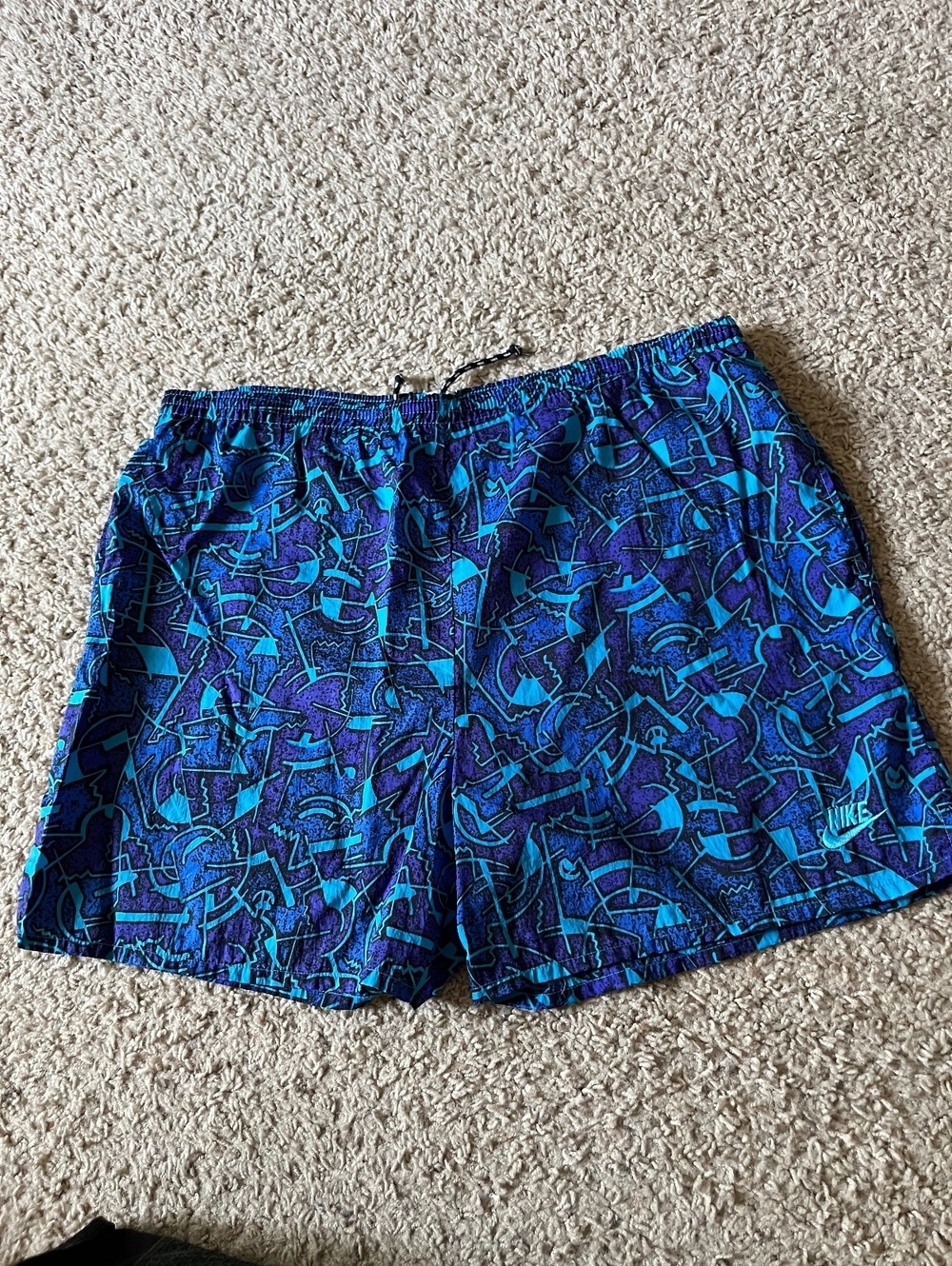 Nike Vintage Y2K AOP Blue Swim Trunks